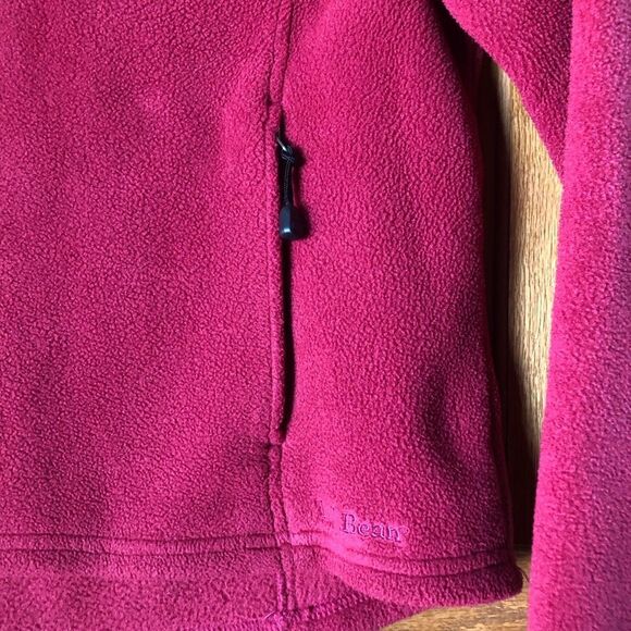 LL Bean Women’s Vintage 1/4 Snap Fleece Pullover Sweater Pockets Pop of Red - S - Picture 6 of 12